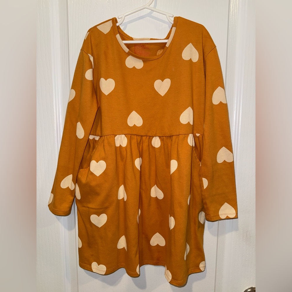 Cat & Jack Heart Pattern Dress - Orange and Cream